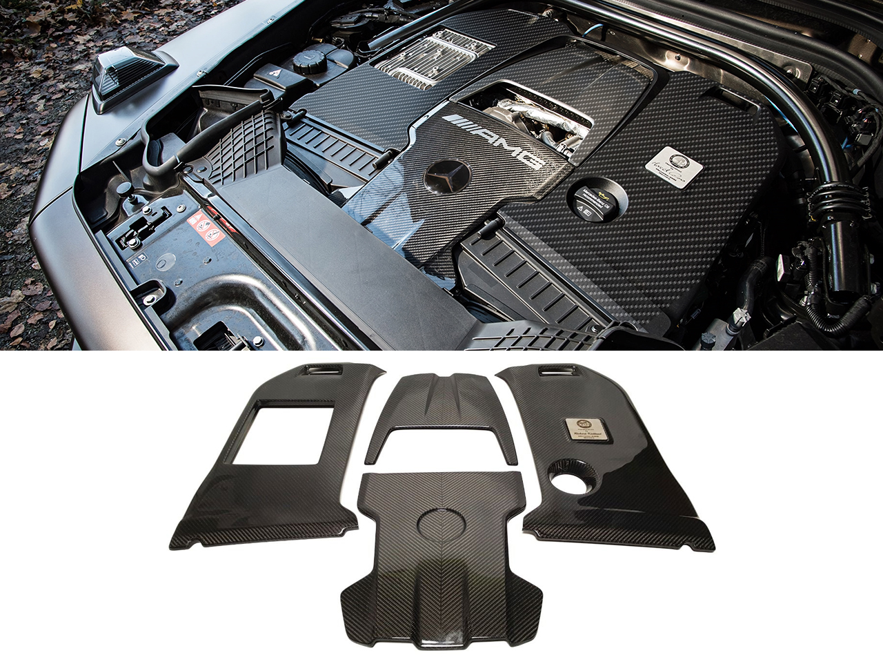 Mercedes-Benz W463A G63 AMG G-Class Carbon Fiber Engine Cover Set + Badge